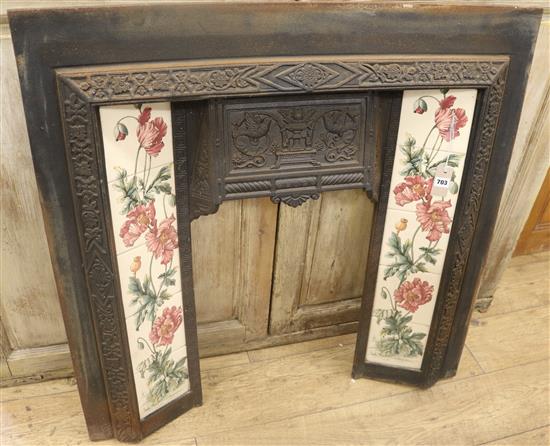 A Victorian cast iron fire insert, W.98cm H.97cm